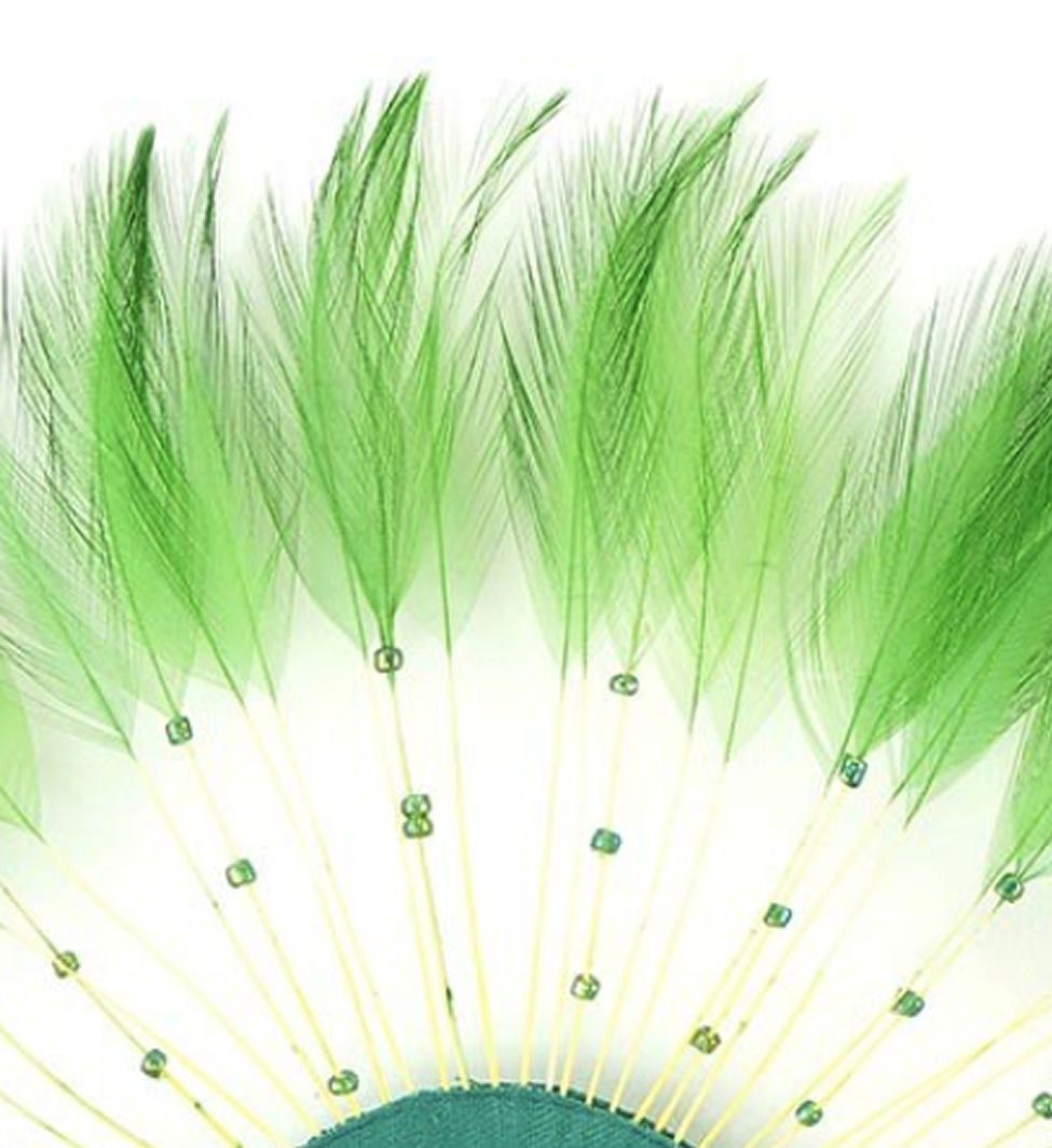 Green Rooster Feathers Hackles Stripped x 8