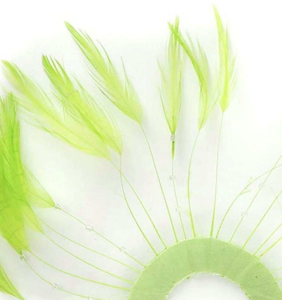 Lime Green Rooster Feathers Hackles Stripped x 8