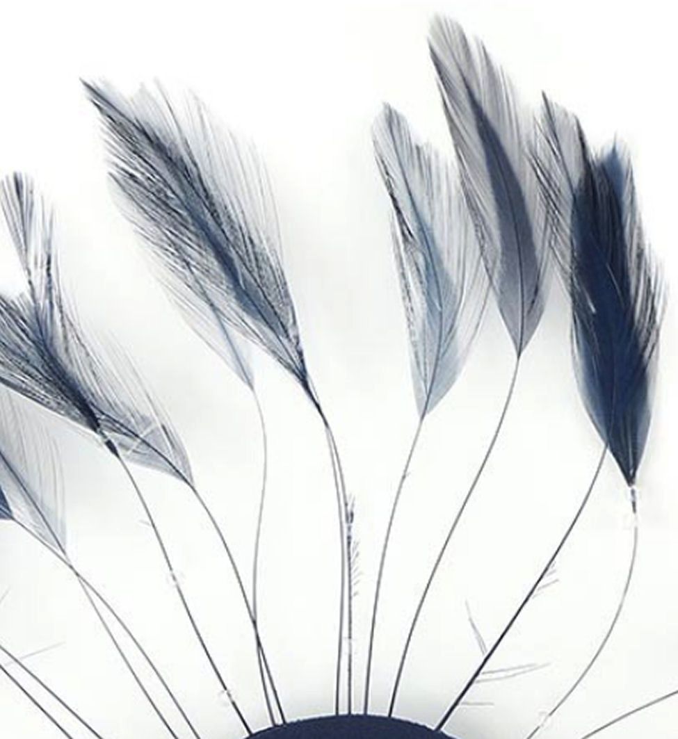 Navy Blue Rooster Feathers Hackles Stripped x 10