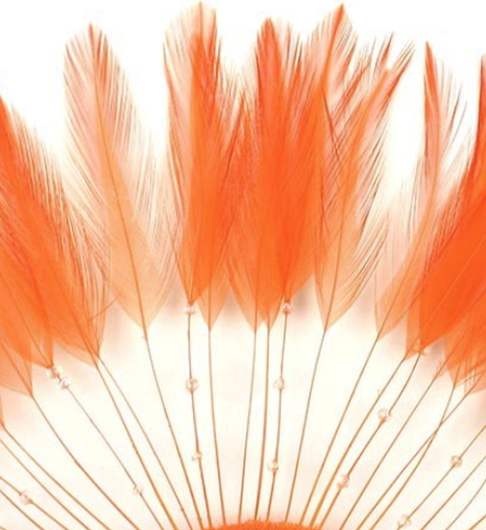 Orange Rooster Feathers Hackles Stripped x 8