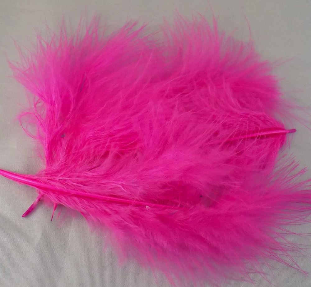 Dark Pink Marabou Feathers Handpicked x 12