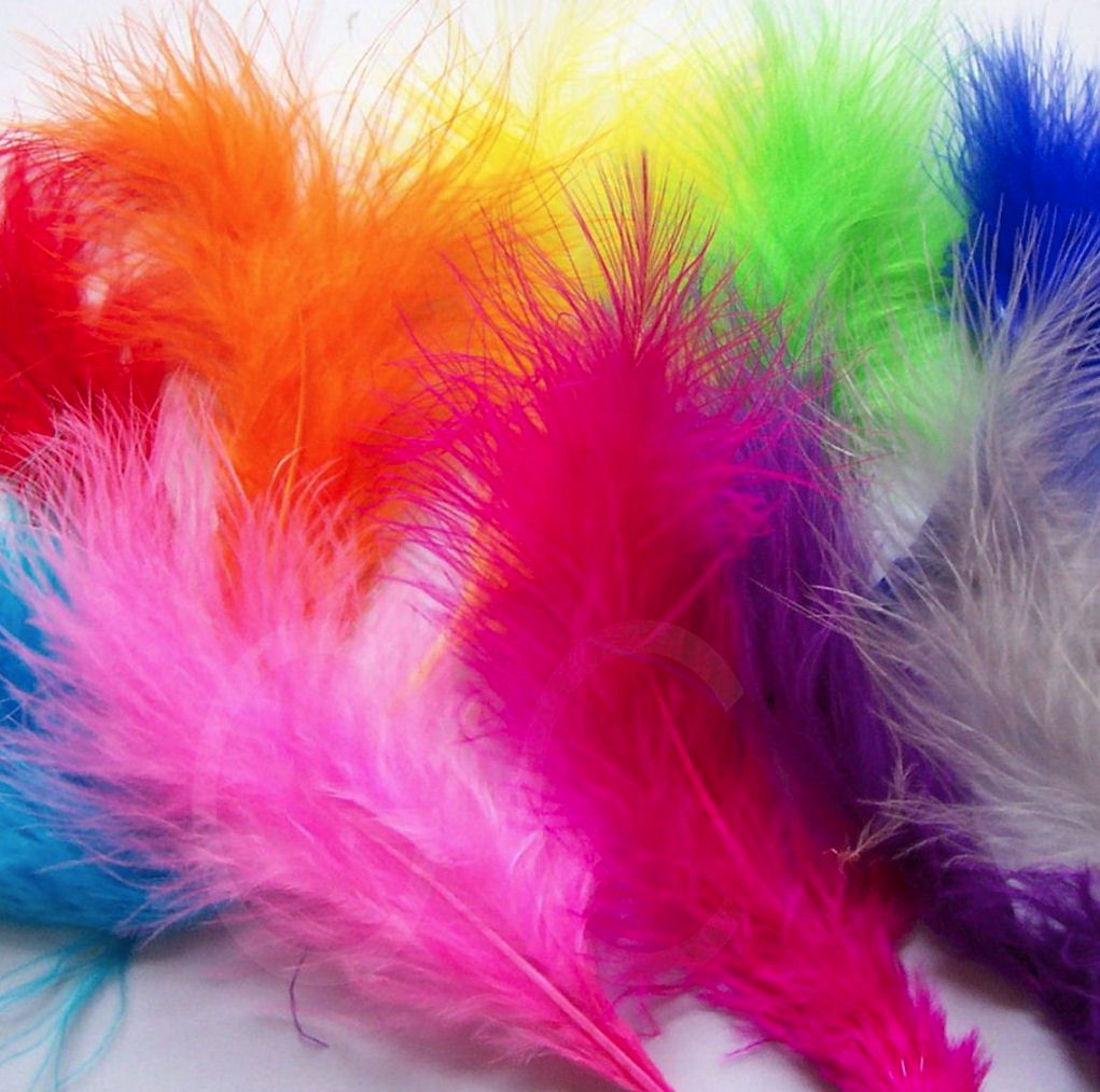 ASSORTED COLOUR CRAFT FEATHERS 5gm Approx 20-25 pcs 30 >75 mm mixed 1.5 >3.5" 