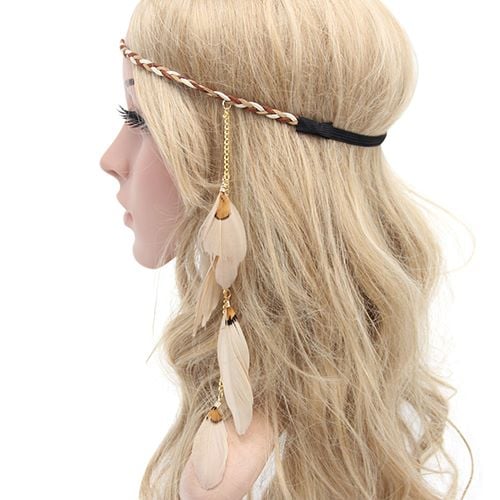 Cream Feather Head Piece