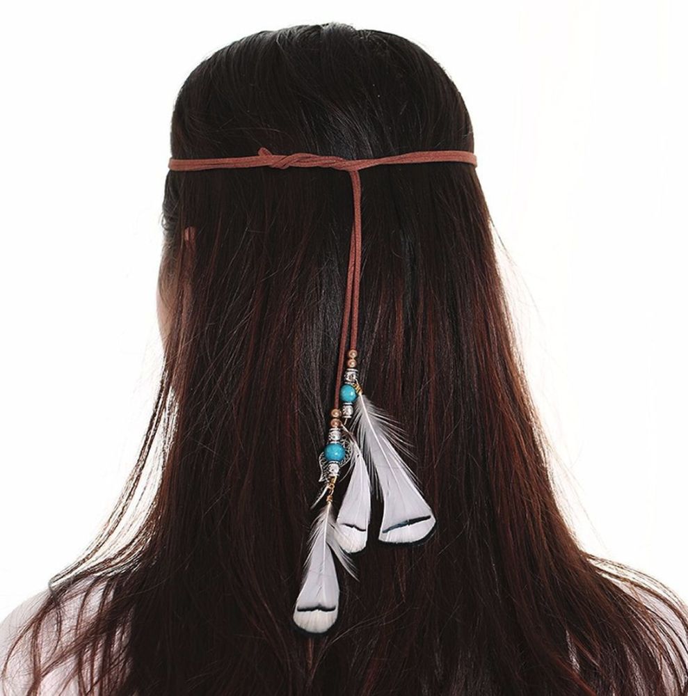 Feather Head Piece in Brown