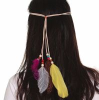 Feather Head Piece in Beige