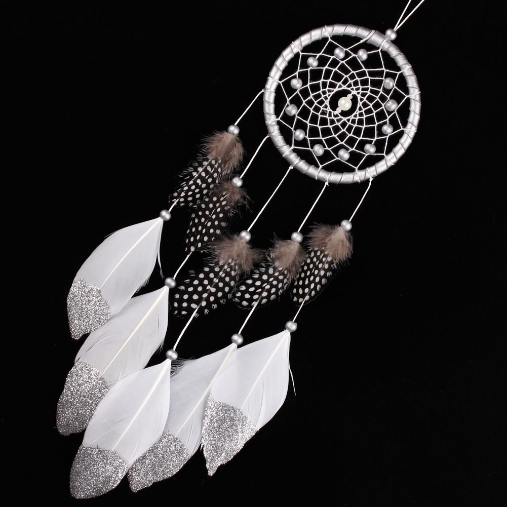 Feather Dream Catcher Silver and White