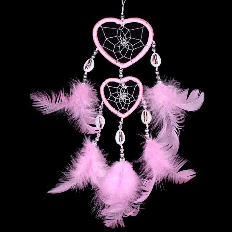 Feather Dreamcatcher Heart Web (Baby Pink)