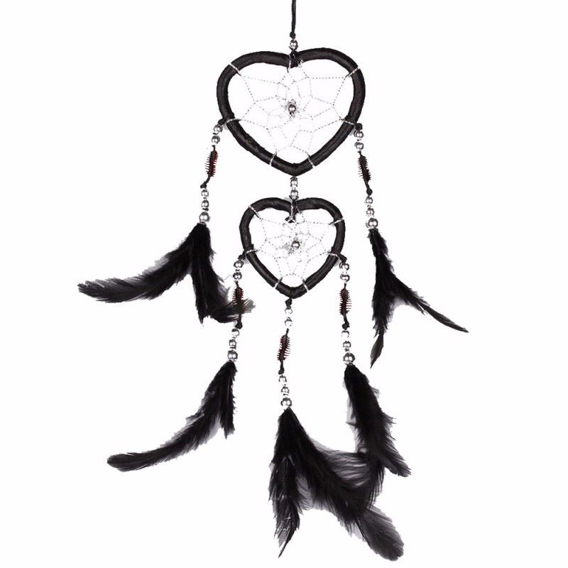 Feather Dreamcatcher Heart Web (Black)