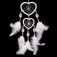 Feather Dream Catcher Heart Web - White