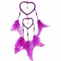 Feather Dream Catcher Heart Web  - Dark Pink