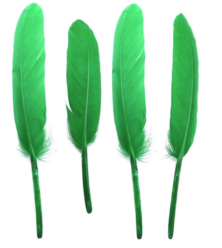 Emerald Green Goose Quill Feathers x 10