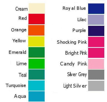 Trimmed Ostrich Feather colour chart