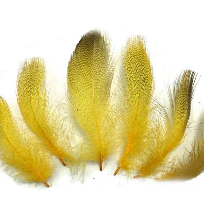Yellow Speckled Flank Feathers x 10