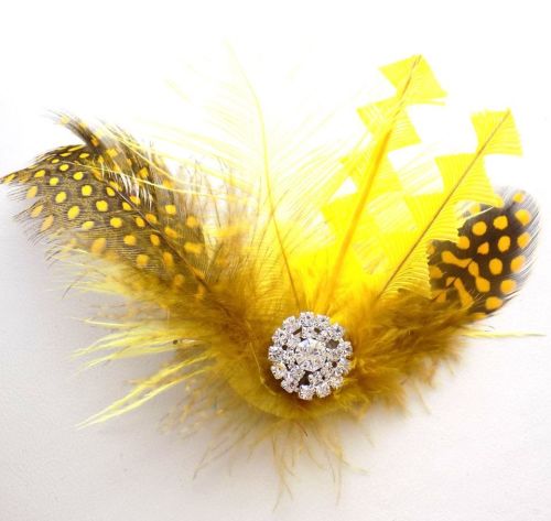 yellow feather hair clip