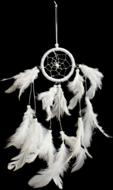 White Dream Catcher with white feathers, Ethically Sourced