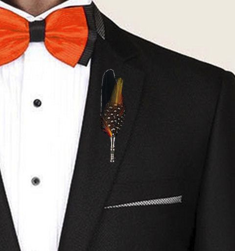 Feather Buttonhole - Black Goose Feather