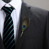 Feather BoutonniÃ¨re Buttonhole - Peacock and Black Feather