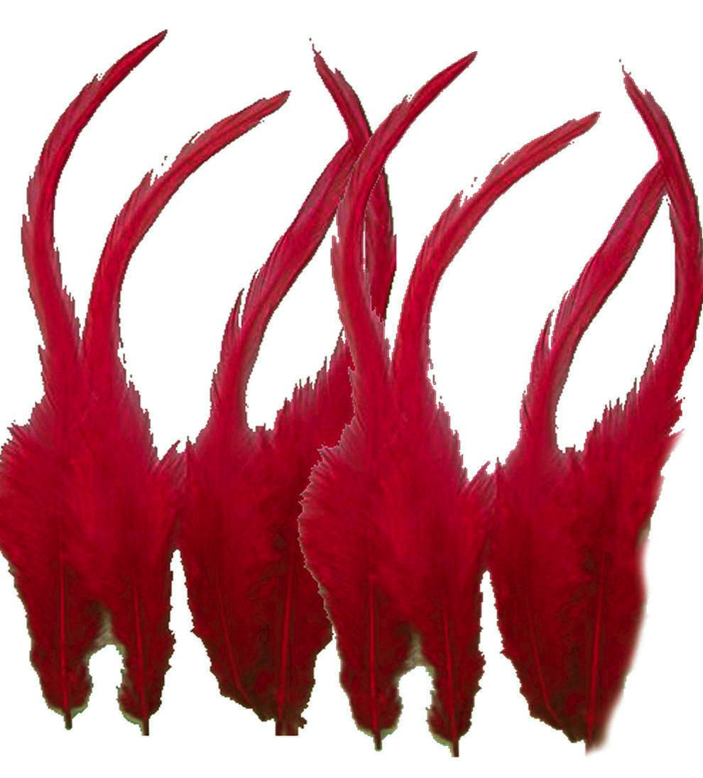 Burgundy Rooster Saddle Feathers x 10