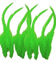 Lime Green Rooster Saddle Feathers x 10