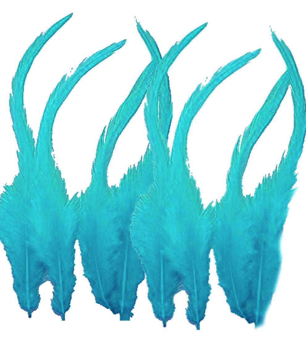 Aqua Blue Rooster Saddle Feathers x 10