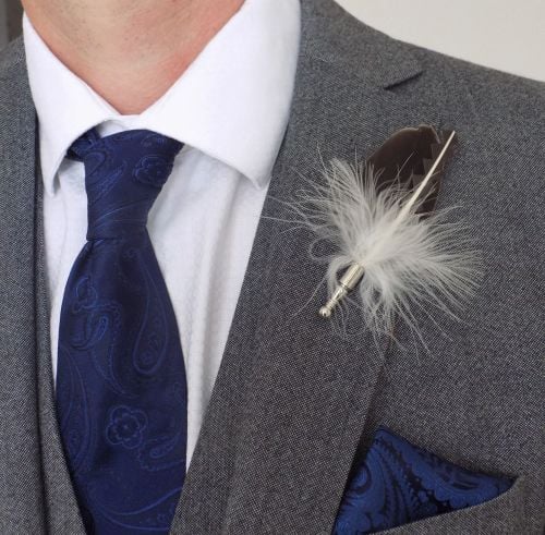 Feather Boutonnière Buttonhole - Natural