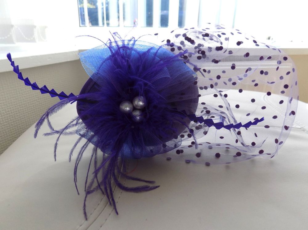 Purple Veil Wedding Fascinator Clip