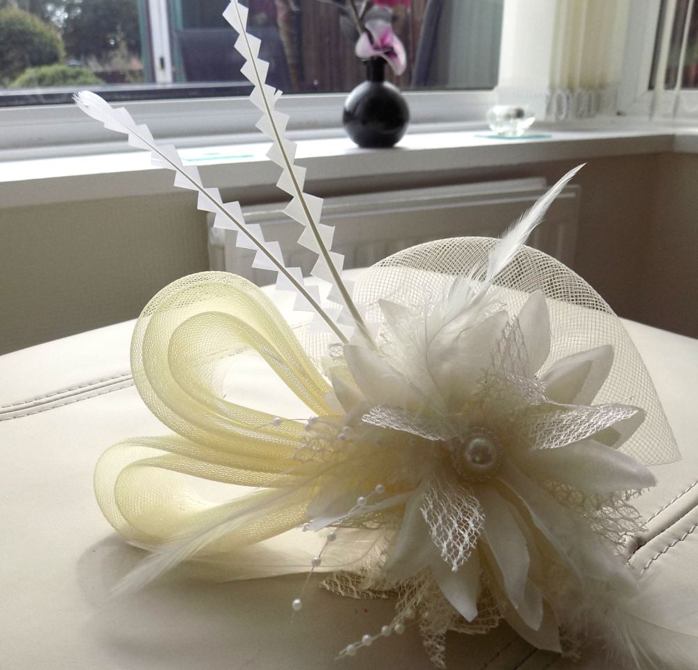 Ivory Wedding Fascinator Clip and Hairband