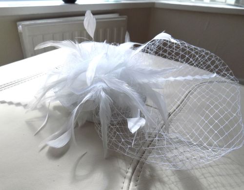 White Veil Wedding Fascinator Clip