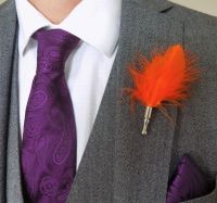 Feather BoutonniÃ¨re Buttonhole - Orange