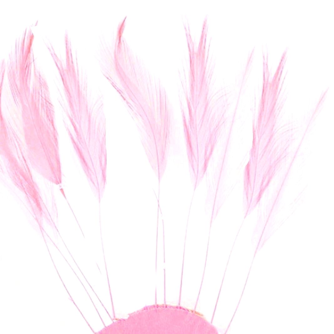 Baby Pink Rooster Feathers Hackles Stripped x 10