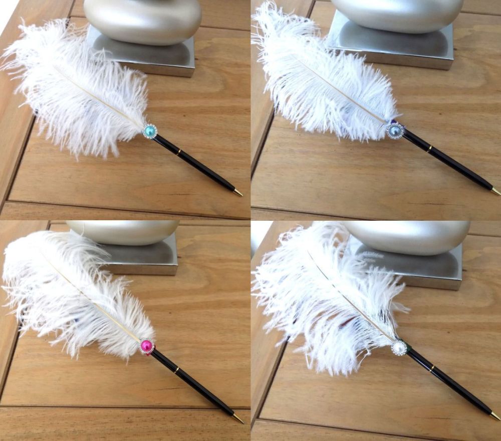 White ostrich feather pen 
