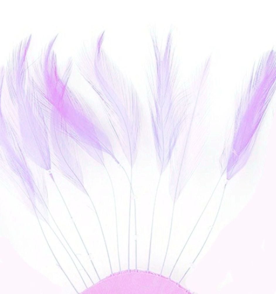Orchid Lilac Rooster Feathers Hackles Stripped x 10