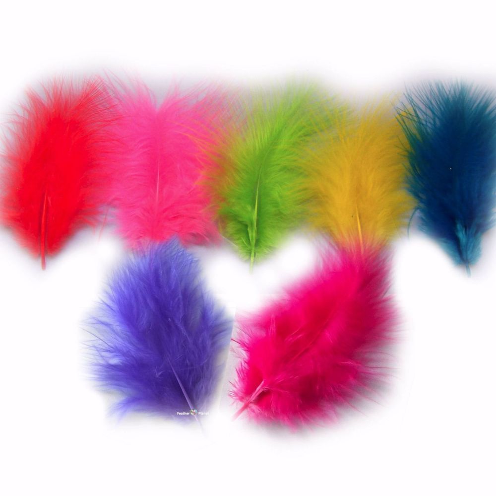 Assorted Vibrant Neon Marabou Feathers - Small