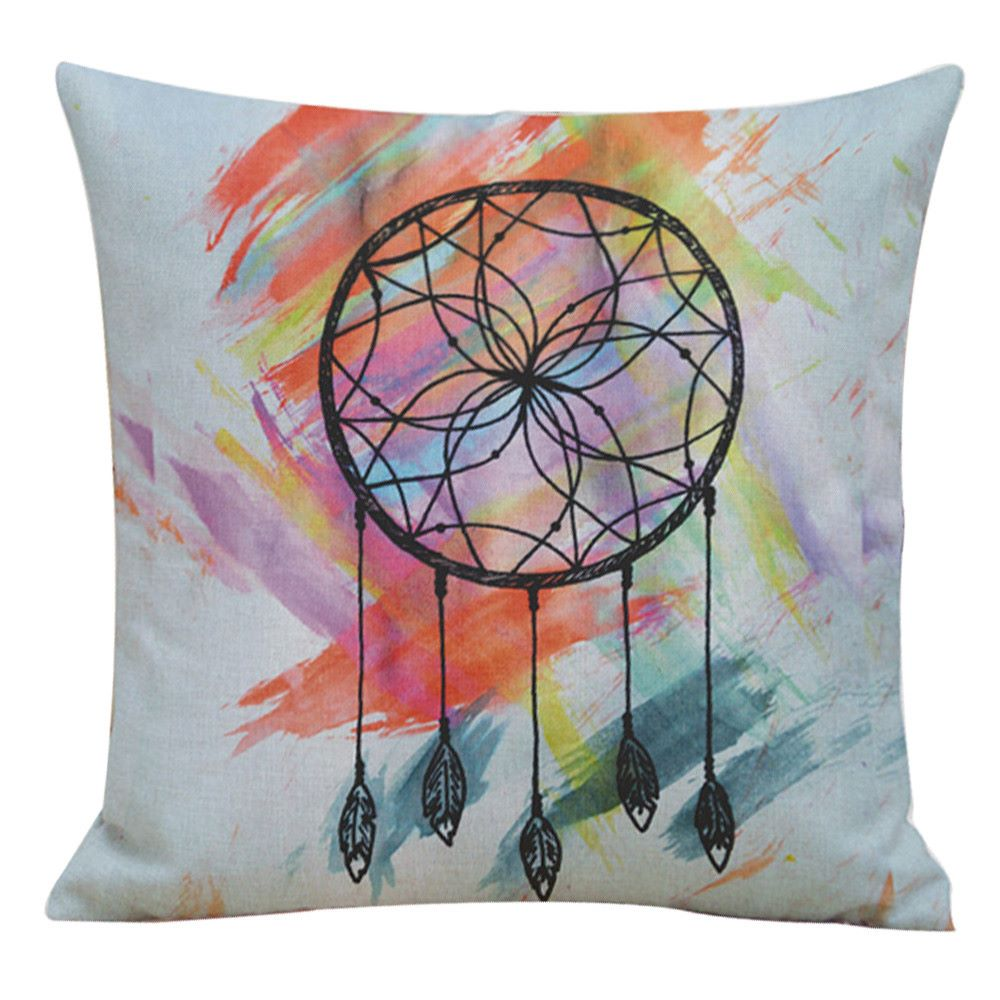 Dream Catcher Cushion Cover with Feather Design 