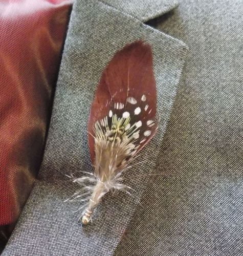 Feather Boutonnière Buttonhole - Guinea Feather