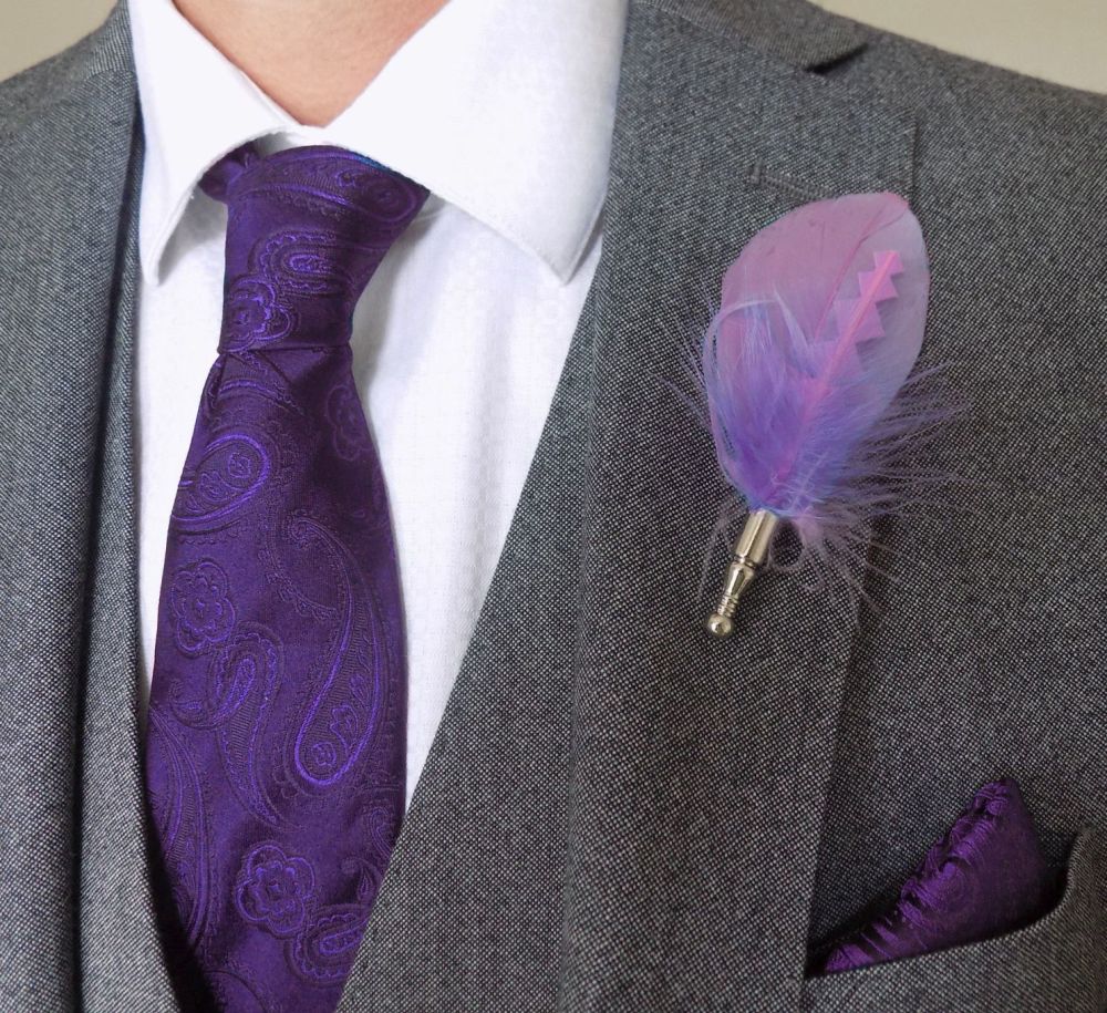 Lilac Feather Buttonhole