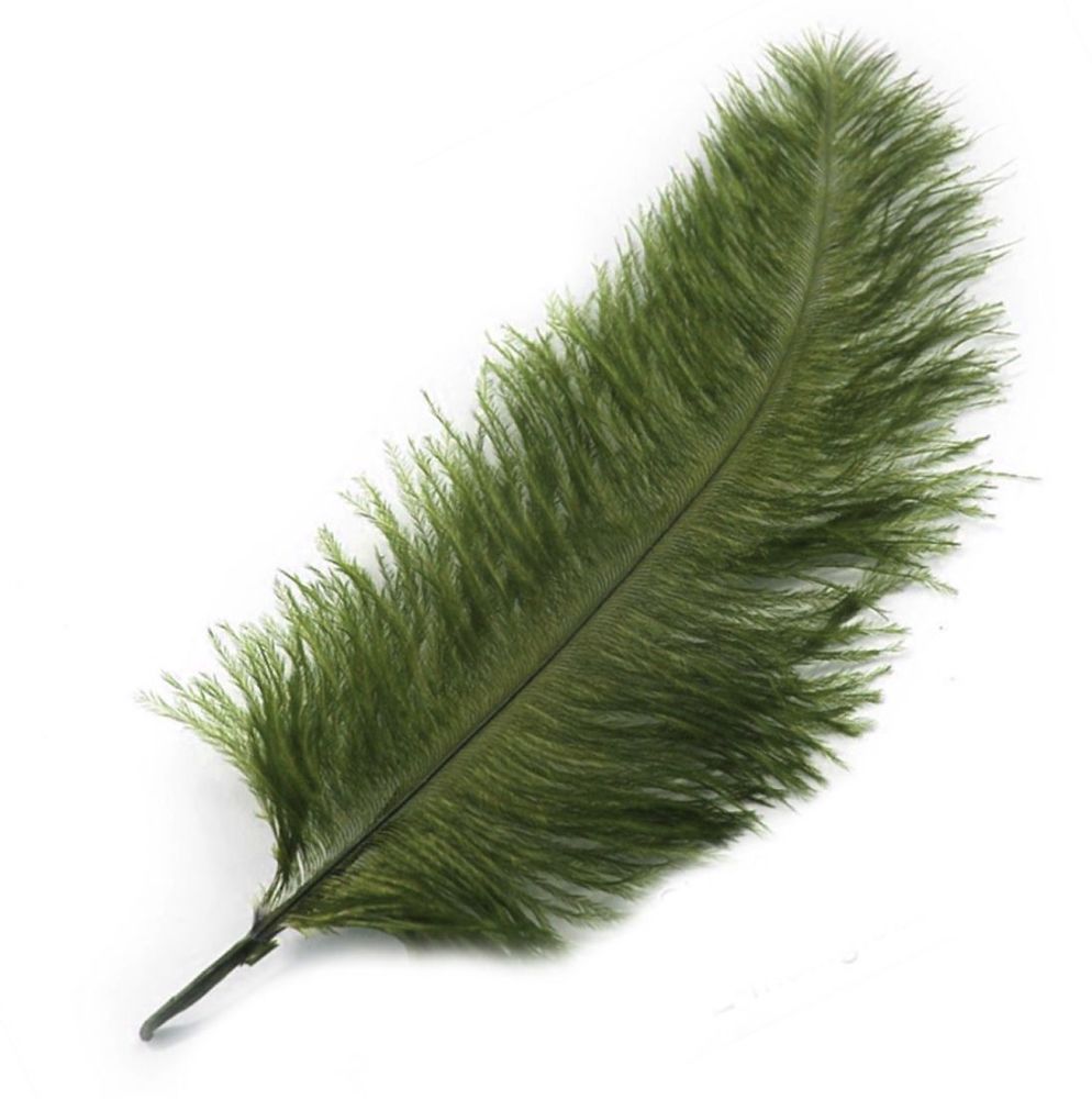 Olive Moss Green Ostrich Feather