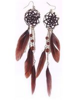 Dream Catcher Earrings in Brown and Gold