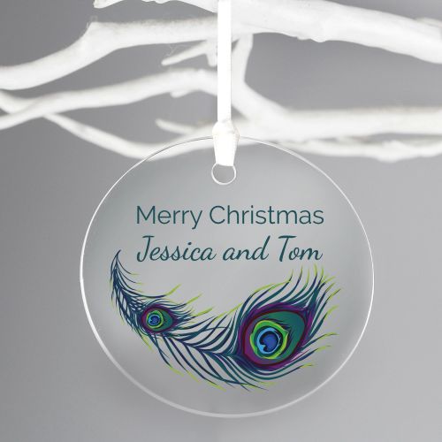 Personalised Peacock Round Acrylic Decoration