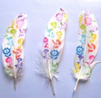 Printed Floral White Goose Satinette Feathers