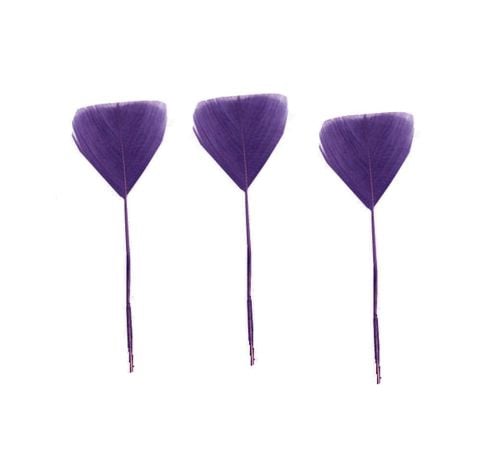 Purple Stripped Turkey Feathers - Short x 5