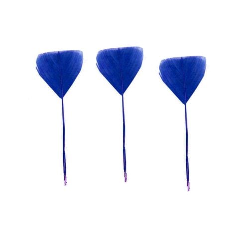 Royal Blue Stripped Turkey Feathers - Short x 5