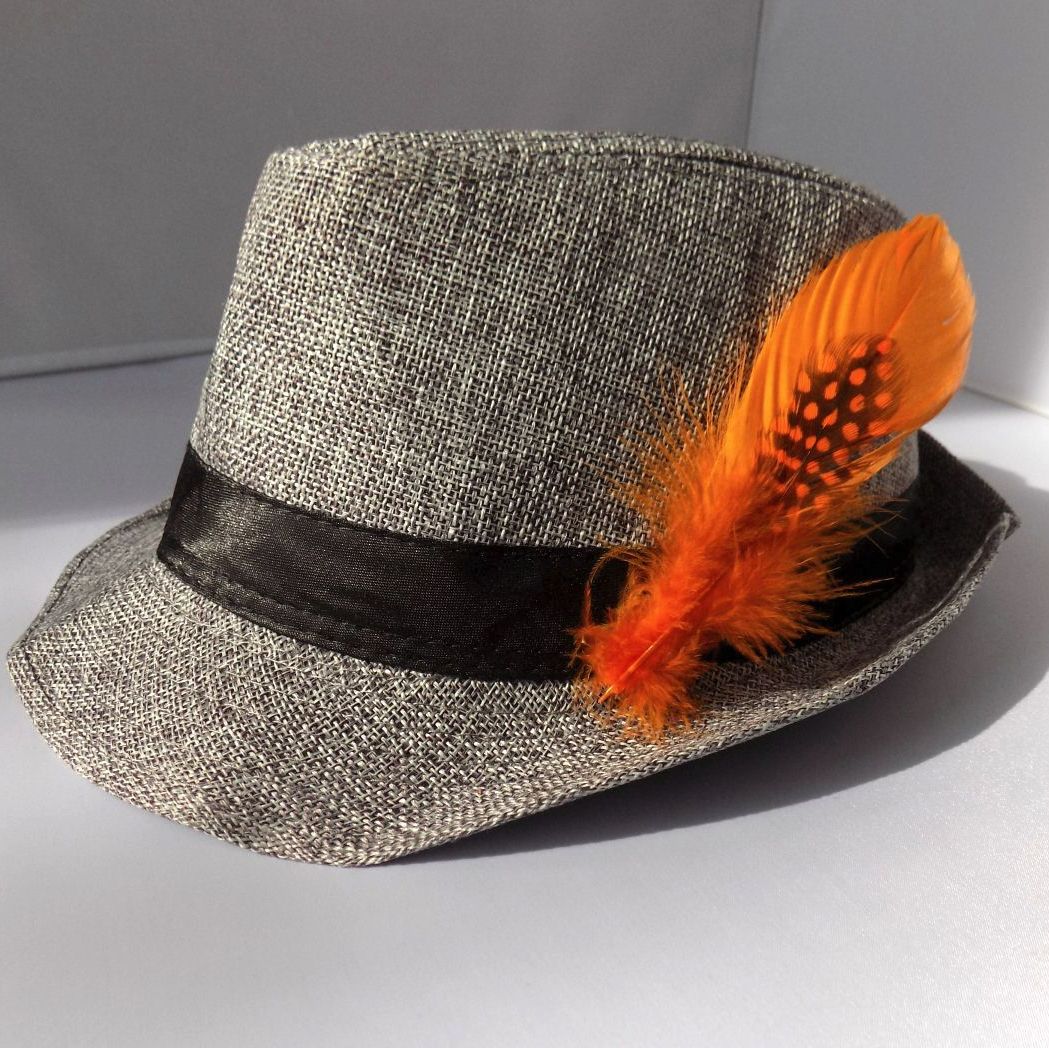 Orange Decorative Hat Feather Brooch