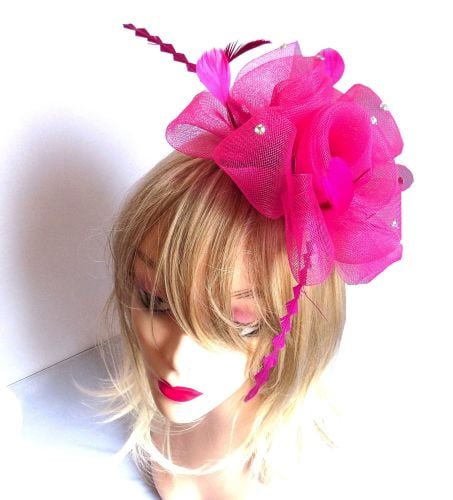 Dark Pink Wedding Fascinator Clip