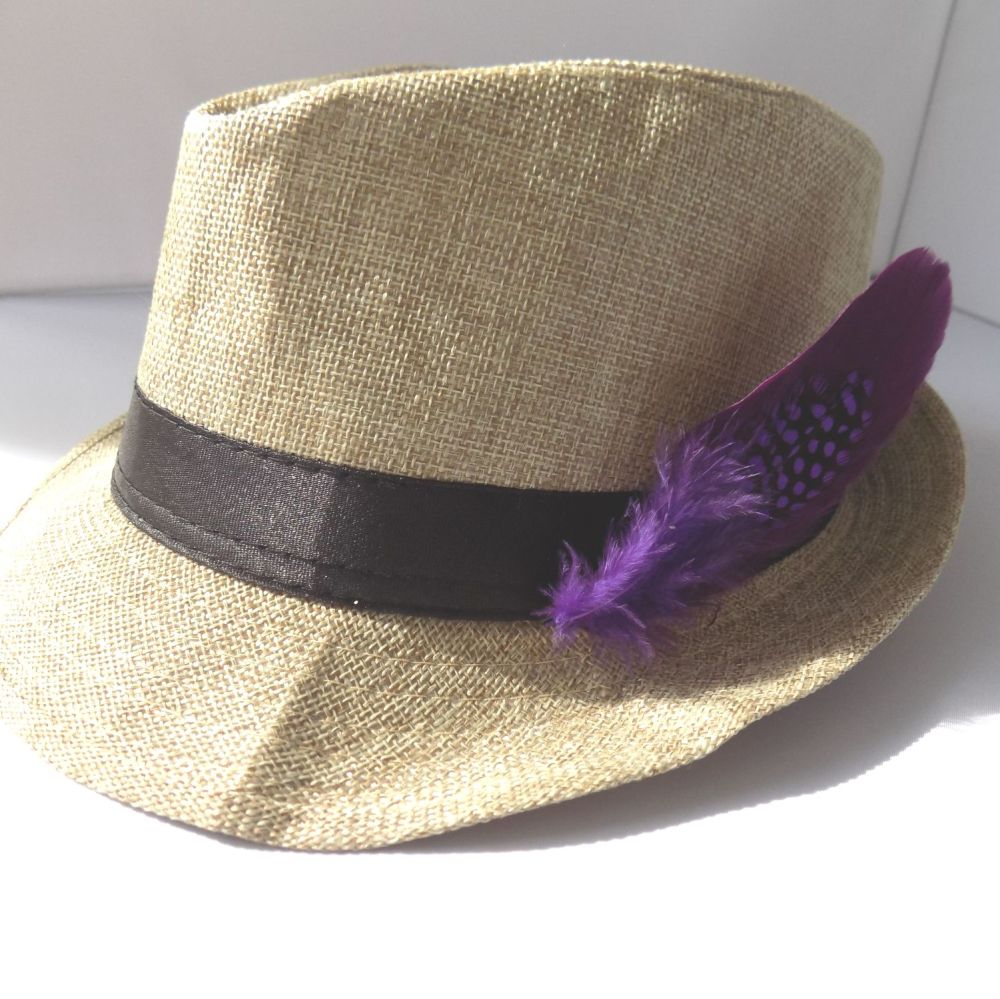 Purple Decorative Hat Feather Brooch