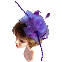 Purple Wedding Fascinator with Black Netting