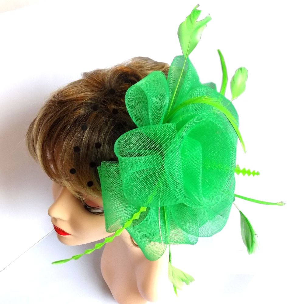 Green Wedding Fascinator with Netting