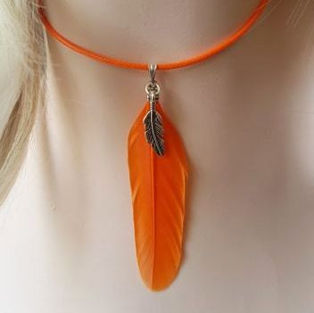 Feather Necklace, Orange