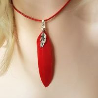 Feather Necklace in Red
