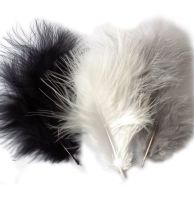 Black, White and Silver Marabou Feathers - Small